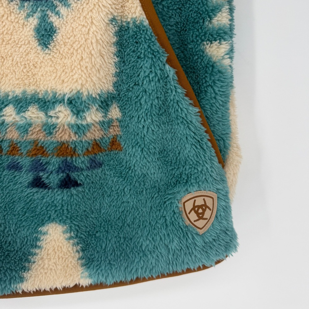 Ariat Berber Snap Front Sweatshirt XL Turquoise Southwestern Fleece 10062613 - Picture 4 of 9